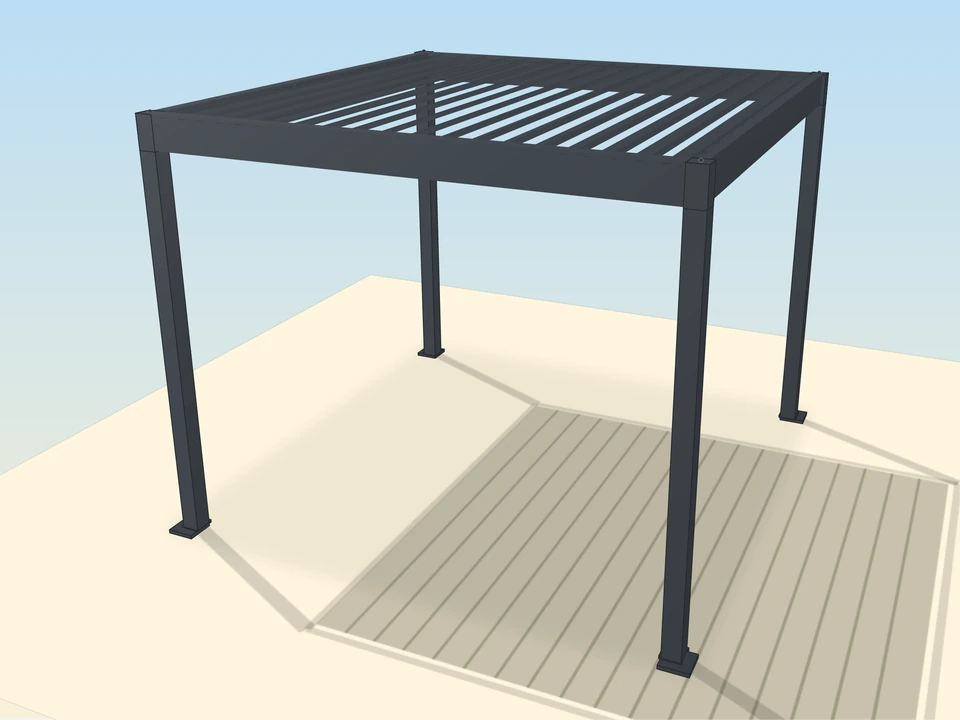 Keine Seitenwand – komplette Pergola ohne Seitenwände, 3-m-Beispiel der Elite