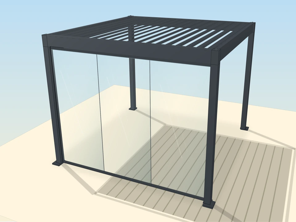 Festverglasung, 3-m-Variante der Elite-Pergola, 3 Glasscheiben