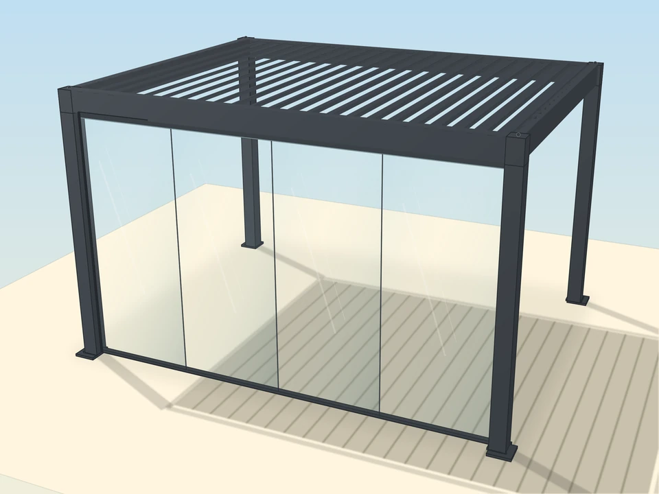Festverglasung, 4-m-Variante der Elite-Pergola, 4 Glasscheiben