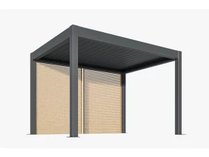 3D Modell einer Pergola mit fester Wand.