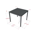 Pergola Skizze mit vier Pfosten und Maßen