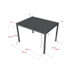 Freistehende Pergola 3D-Ansicht mit Maßangaben
