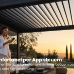 Pergola mit Fernbedienung und Smart-Home-Text