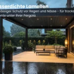 Regendichte Pergola mit Text