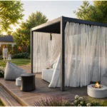Pergola mit Gardinenvorhängen Variante 2