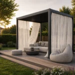 Pergola mit Gardinenvorhängen