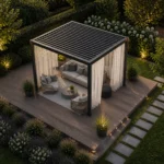 Pergola im Garten aus Vogelperspektive