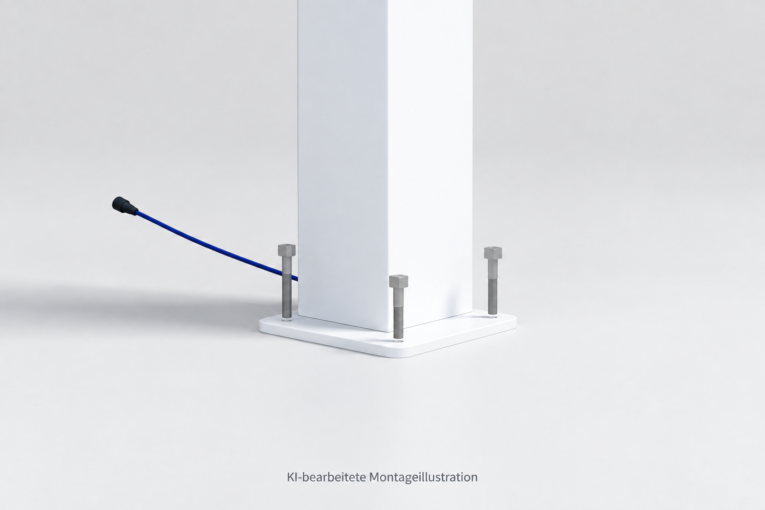 Schematische Montageillustration einer Pergola-Bodenplatte mit drei dargestellten Betonankern