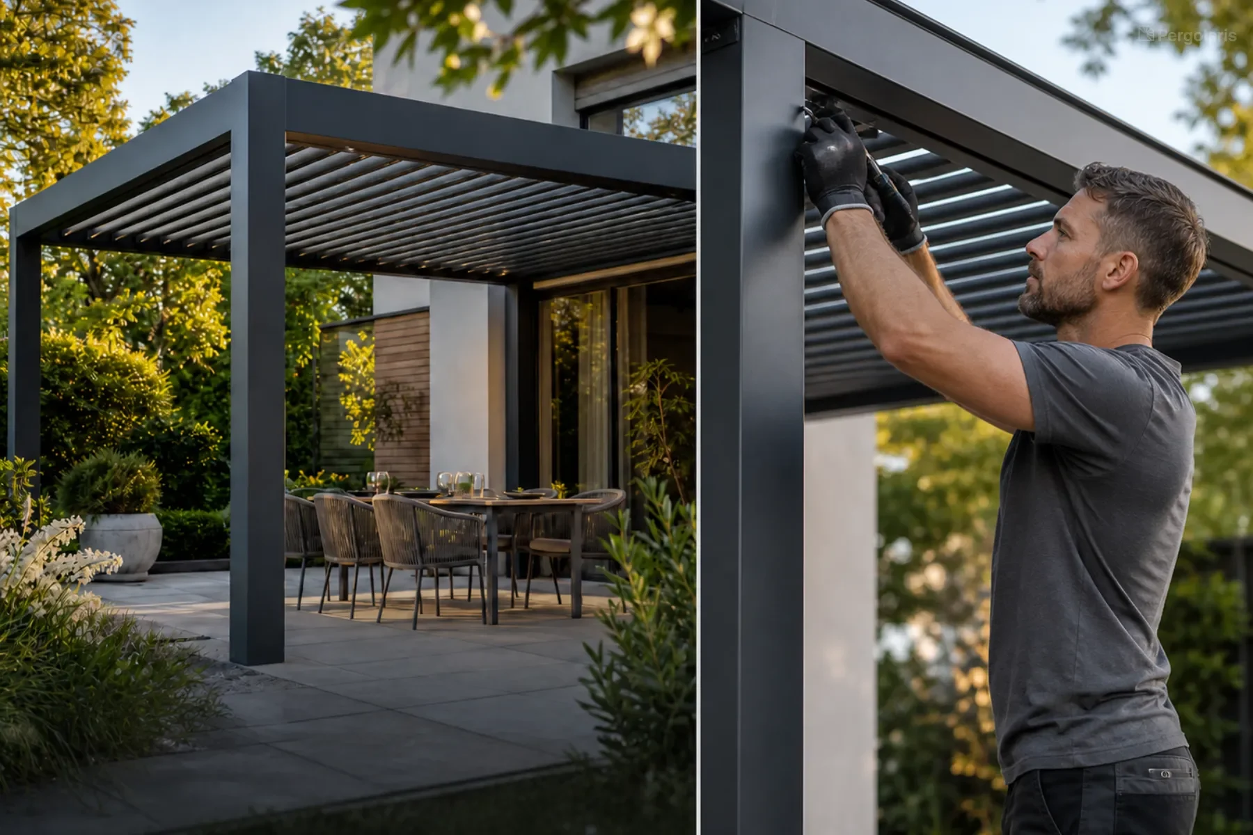 Einfache Montage einer Pergola