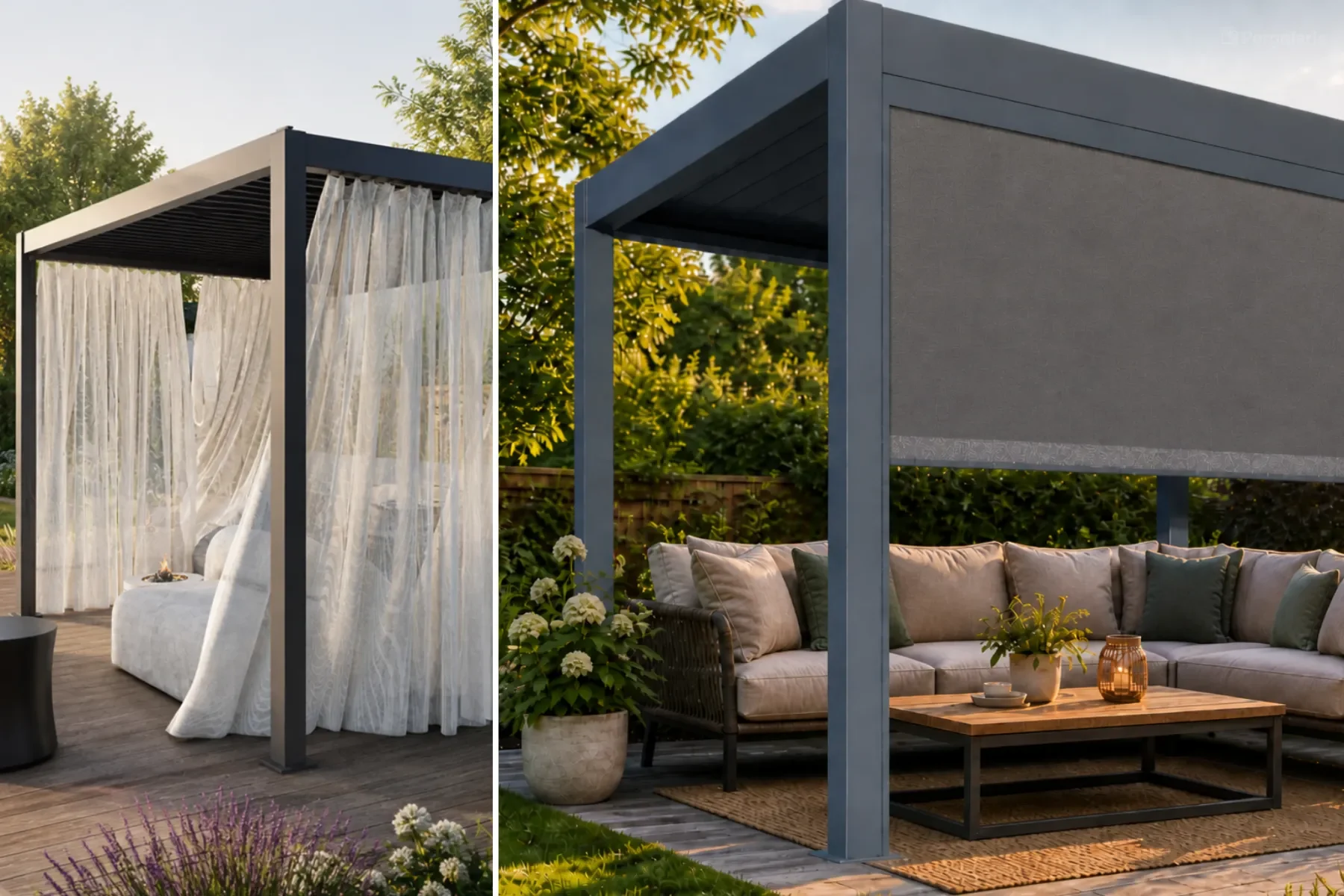 Pergola mit seitlicher Verdeckung für mehr Privatsphäre
